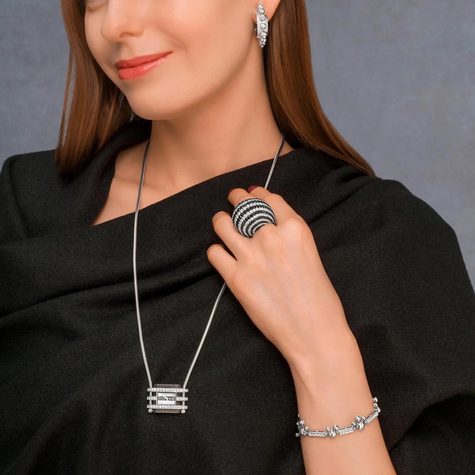 Van Cleef & Arpels 18K White Gold Diamond, Mother-Of-Pearl and Wood Pendant-Watch with Snake Chain Necklace - The Back Vault