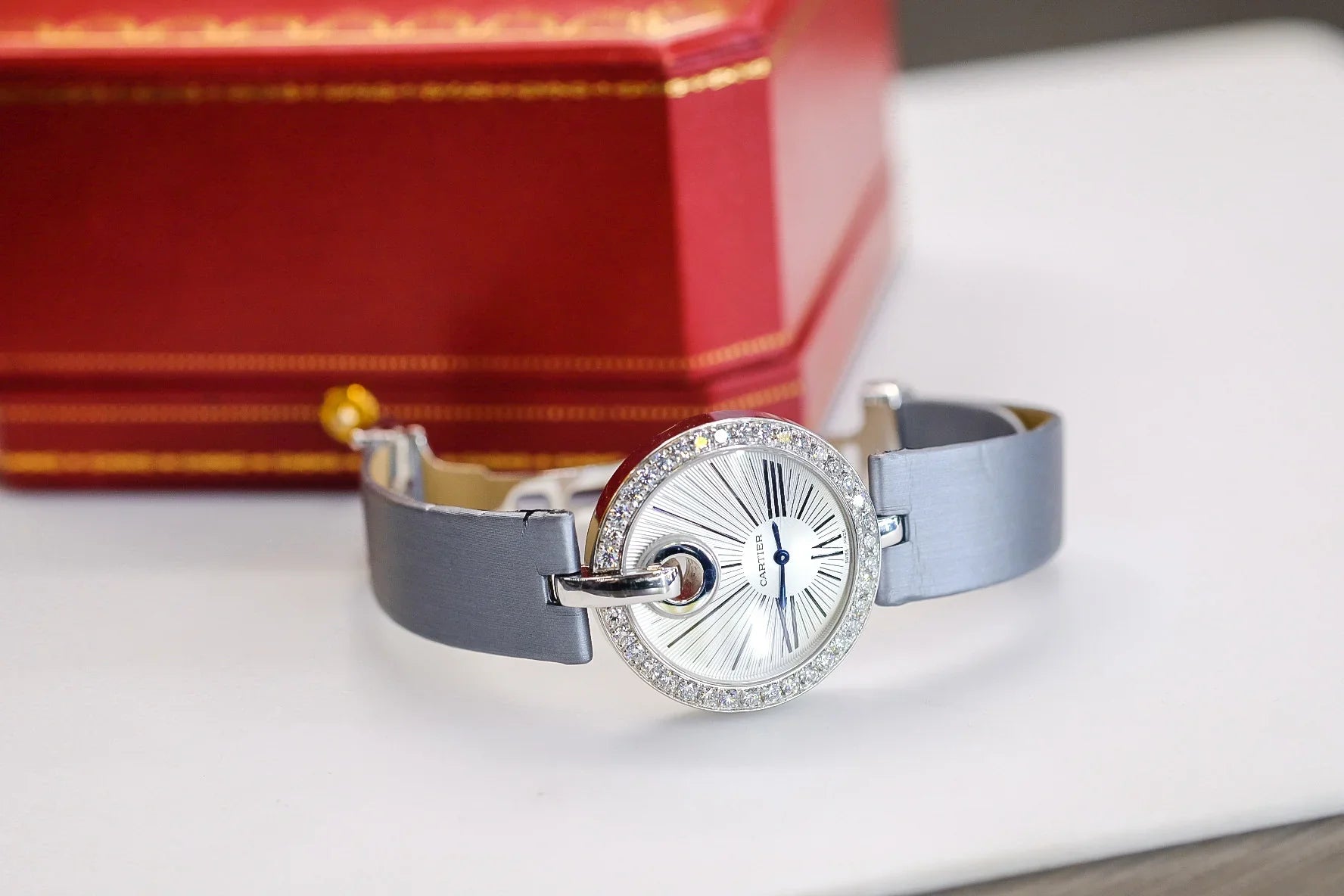 Cartier 18K White Gold Captive 35mm Diamond Dial Ref 3120 Women Watch - The Back Vault