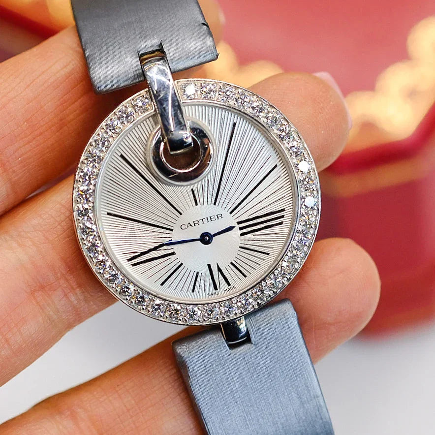 Cartier 18K White Gold Captive 35mm Diamond Dial Ref 3120 Women Watch - The Back Vault