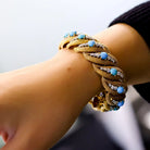 David Webb Platinum & 18K Yellow Gold Turquoise And Diamond Bracelet - The Back Vault