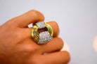 David Webb Platinum & 18K Yellow Gold Cocktail Diamond Fluted Ring - The Back Vault