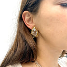 David Webb Platinum & 18K Yellow Gold Rock Crystal Carved Clip On Earrings - The Back Vault