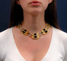 David Webb Platinum & 18K Yellow Gold Garnet, Turquoise & Diamond Necklace - The Back Vault