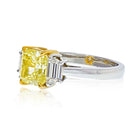 2 carat Radiant Cut Diamond Fancy Yellow GIA Three Stone Engagement Ring - The Back Vault