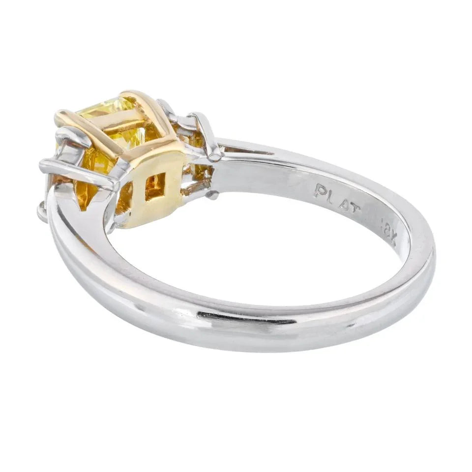 1.51 carat Radiant Cut Diamond Fancy Intense Yellow GIA Traps Ring - The Back Vault