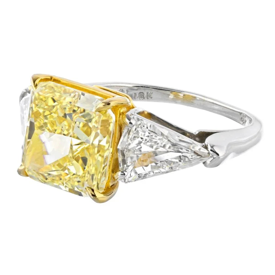 5 carat Radiant Cut Diamond Fancy Intense Yellow GIA Kitesb Ring - The Back Vault