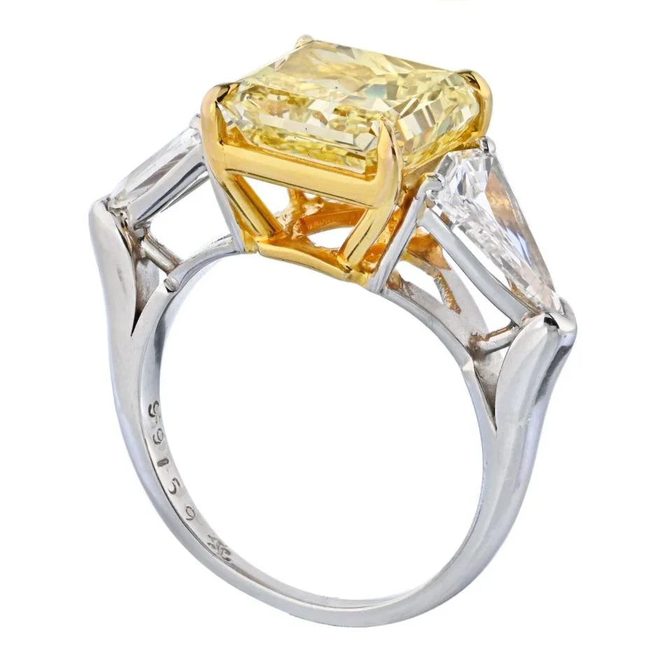 5 carat Radiant Cut Diamond Fancy Intense Yellow GIA Kitesb Ring - The Back Vault