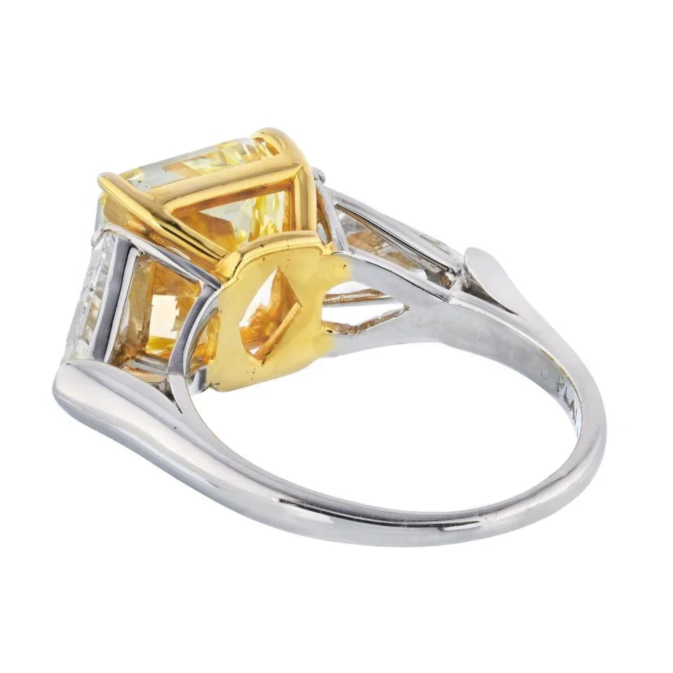 5 carat Radiant Cut Diamond Fancy Intense Yellow GIA Kitesb Ring - The Back Vault
