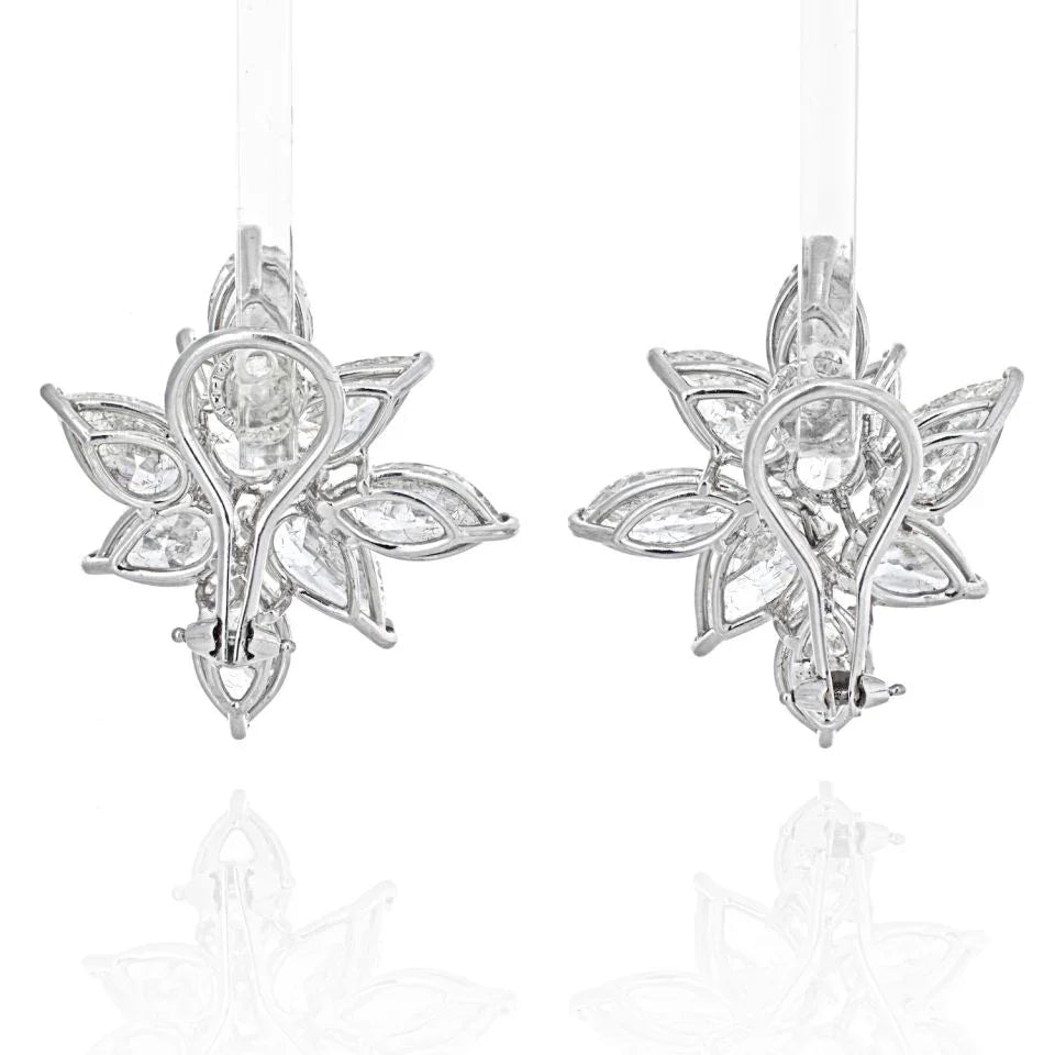 14K White Gold 18.53 carats Cluster Diamond Earrings - The Back Vault