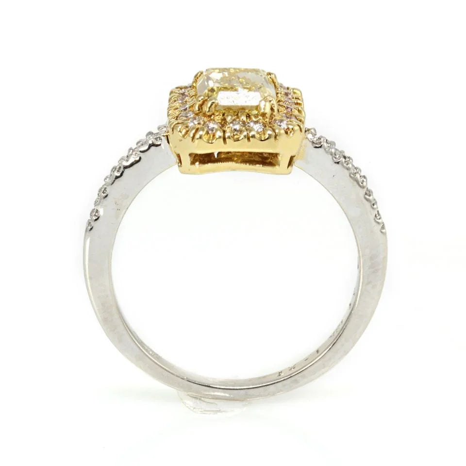 1.27 carat Radiant Cut Diamond Fancy Yellow GIA Halo Ring - The Back Vault