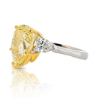 5 carat Pear Shape Diamond Fancy Yellow GIA Three Stone Engagement Ring - The Back Vault