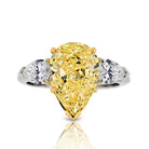 5 carat Pear Shape Diamond Fancy Yellow GIA Three Stone Engagement Ring - The Back Vault