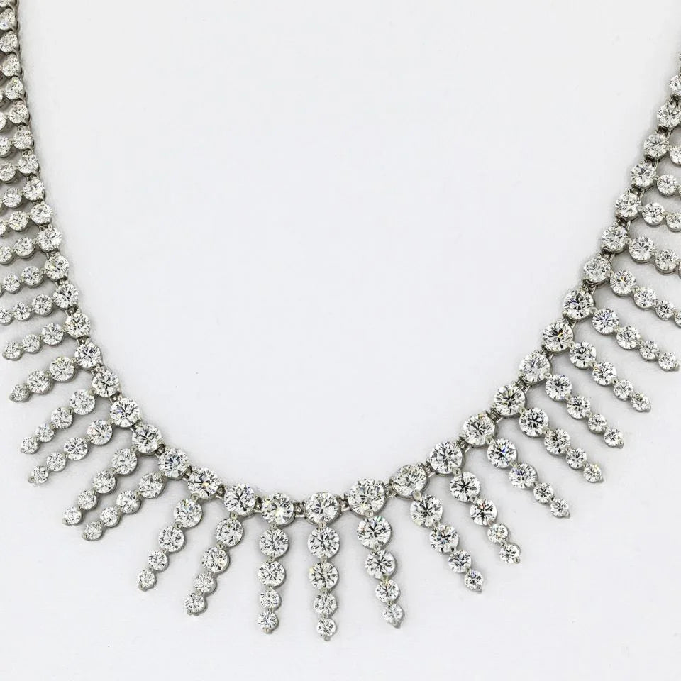 Platinum & 18K White Gold 23 Carat Diamond Bib Necklace - The Back Vault