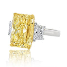 10.07ct Fancy Yellow Radiant Cut VVS2 Three Stone Diamond Engagemet Ring - The Back Vault