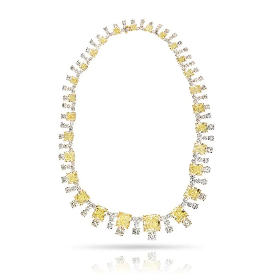 Platinum & 18K Yellow Gold 94.65 carats of Fancy Yellow Diamonds Necklace - The Back Vault