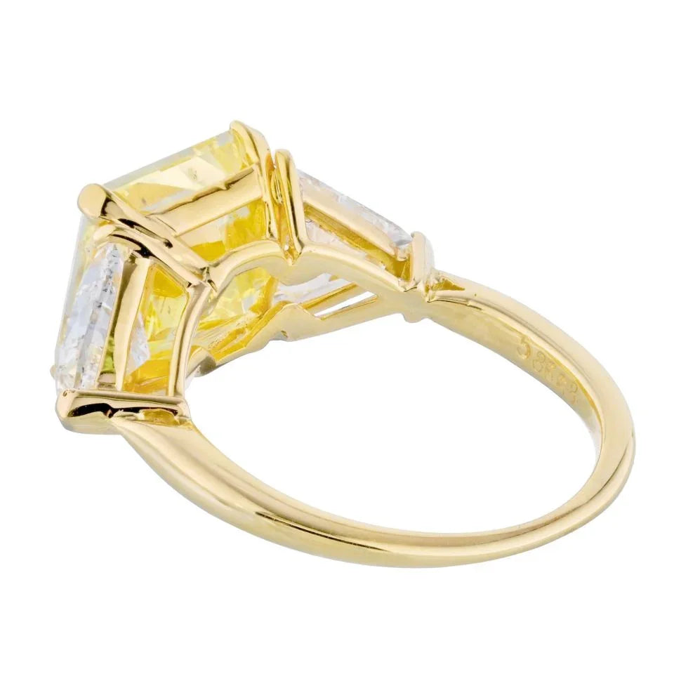 5 carat Radiant Cut Diamond GIA Trillions Ring - The Back Vault