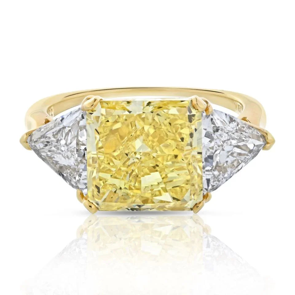 5 carat Radiant Cut Diamond GIA Trillions Ring - The Back Vault