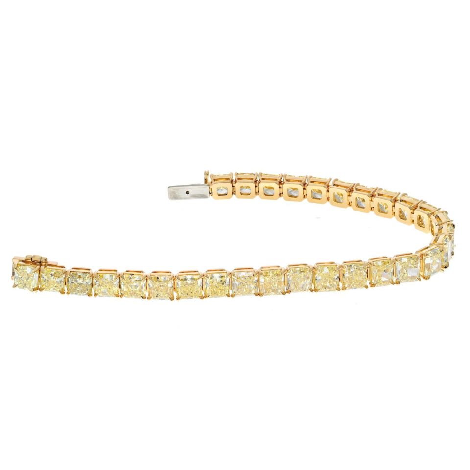 18K Yellow Gold FY Rad Bracelet w/ 29 stones. All 1.00+ VVS2-VS1 Tennis Bracelet