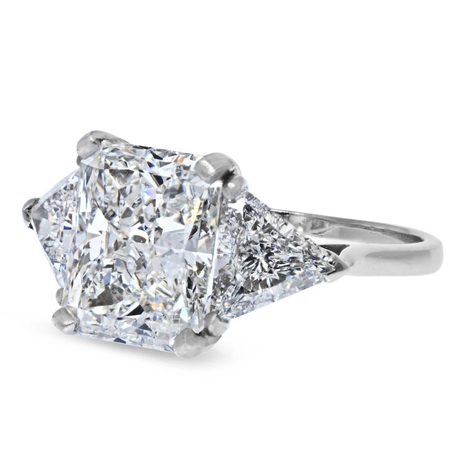 5 carat Radiant Cut Diamond G/VS2 GIA 5.43 Carat Radiant Cut Three Stone Diamond Engagement Ring