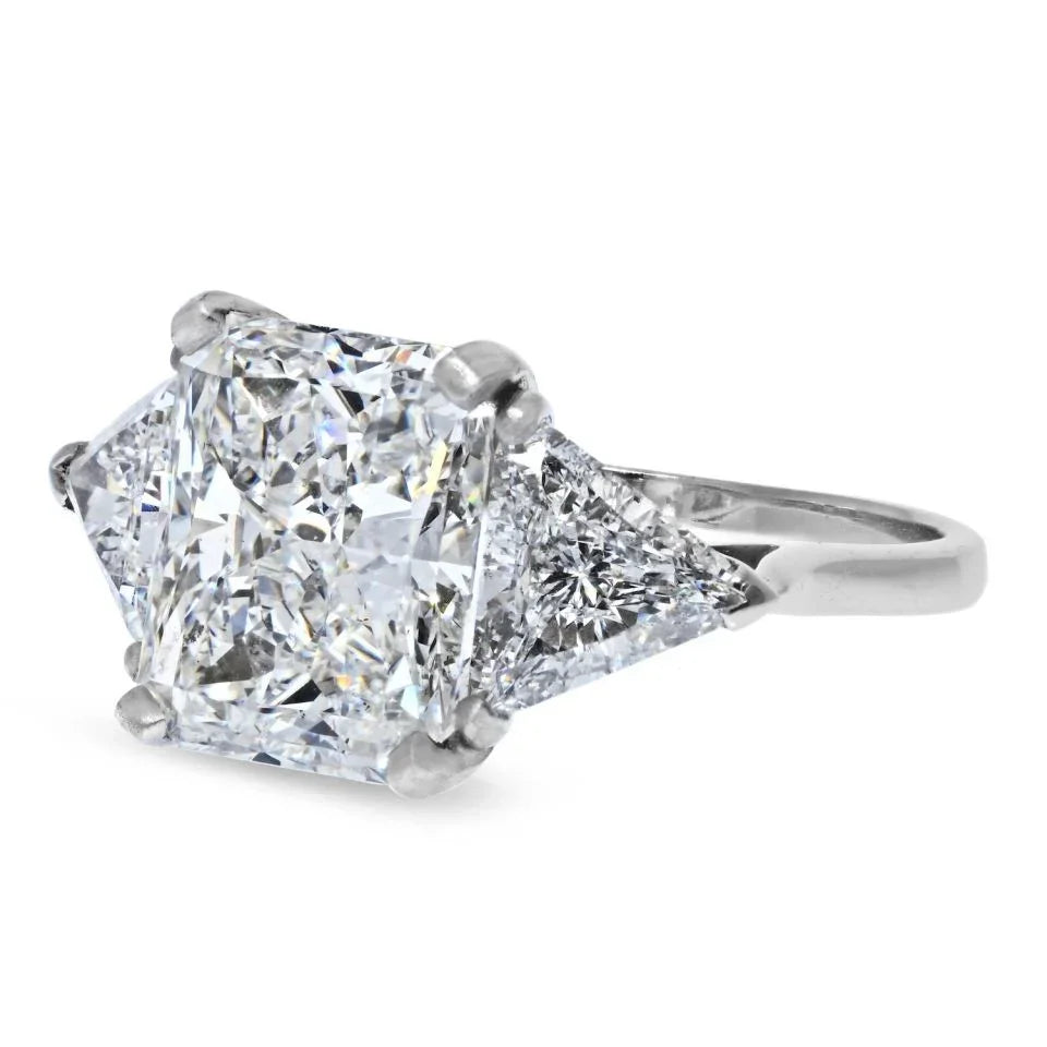 5 carat Radiant Cut Diamond G/VS2 GIA 5.56 Carat Radiant Cut Three Stone Diamond Engagement Ring - The Back Vault