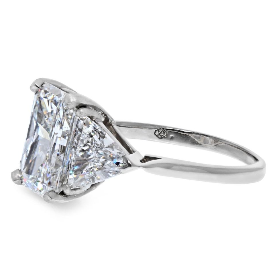 5 carat Radiant Cut Diamond G/VS2 GIA 5.43 Carat Radiant Cut Three Stone Diamond Engagement Ring