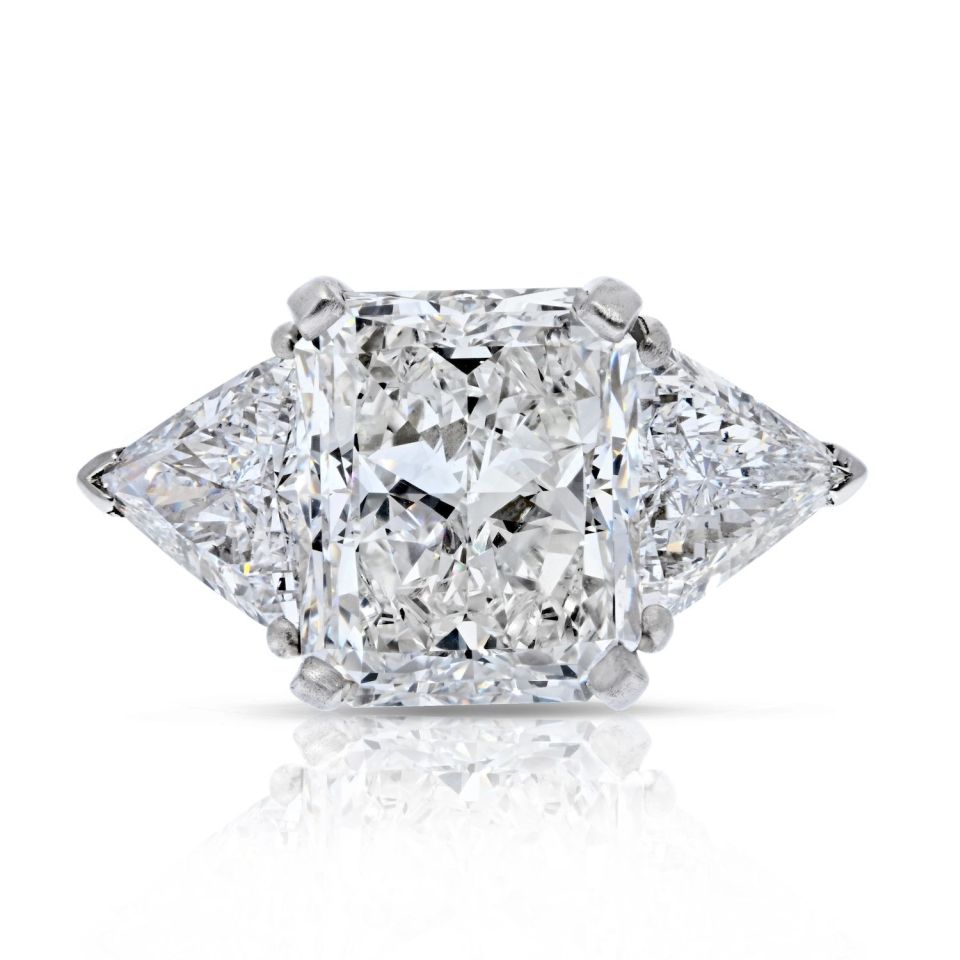 5 carat Radiant Cut Diamond G/VS2 GIA 5.43 Carat Radiant Cut Three Stone Diamond Engagement Ring