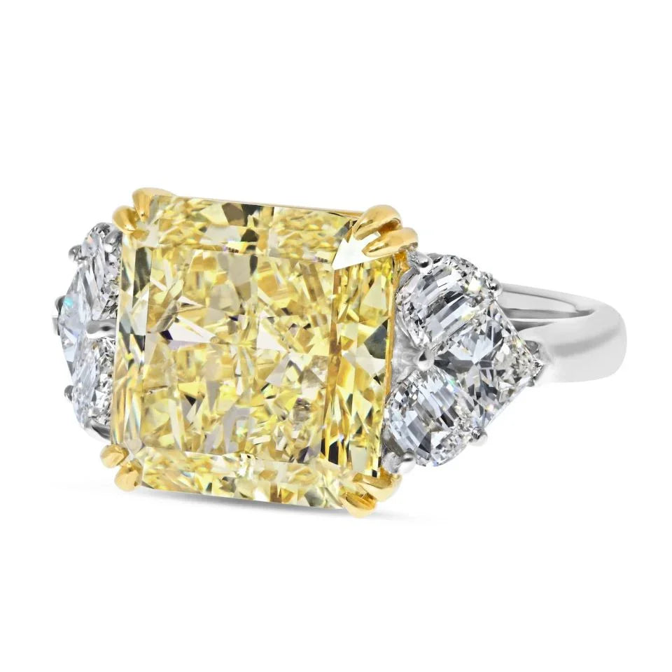12 carat Radiant Cut Diamond Fancy Yellow GIA Ring - The Back Vault