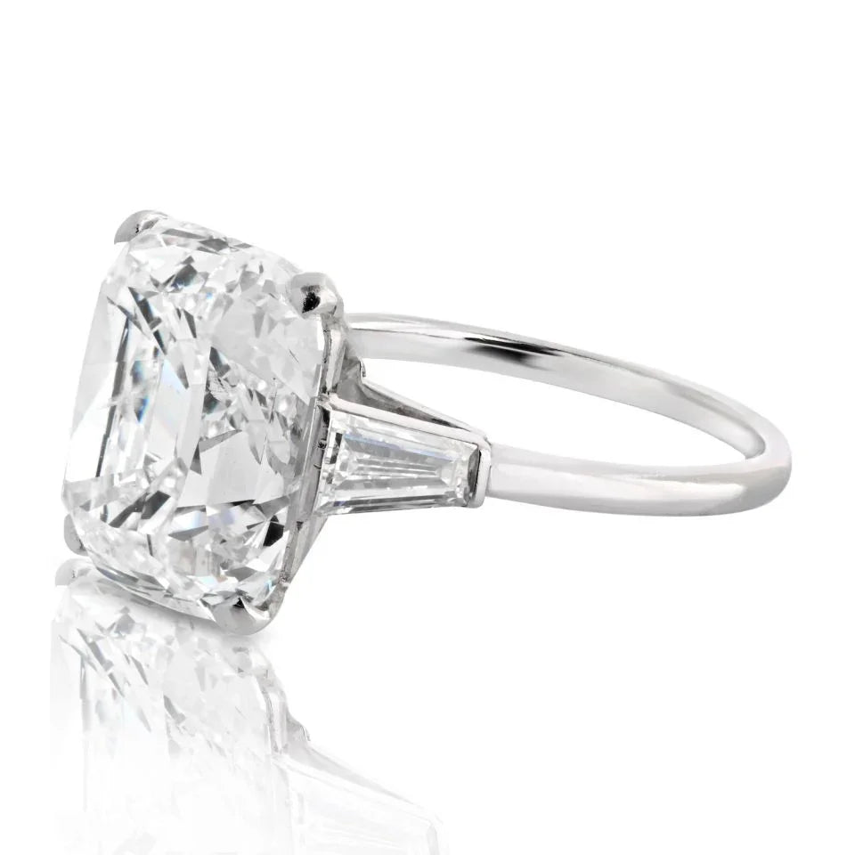 8 carat Cushion Old Mine Cut Diamond L/SI2 GIA Engagement Ring - The Back Vault