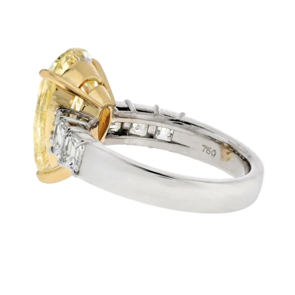 4 carat Pear Shape Diamond Fancy Yellow GIA Ring - The Back Vault