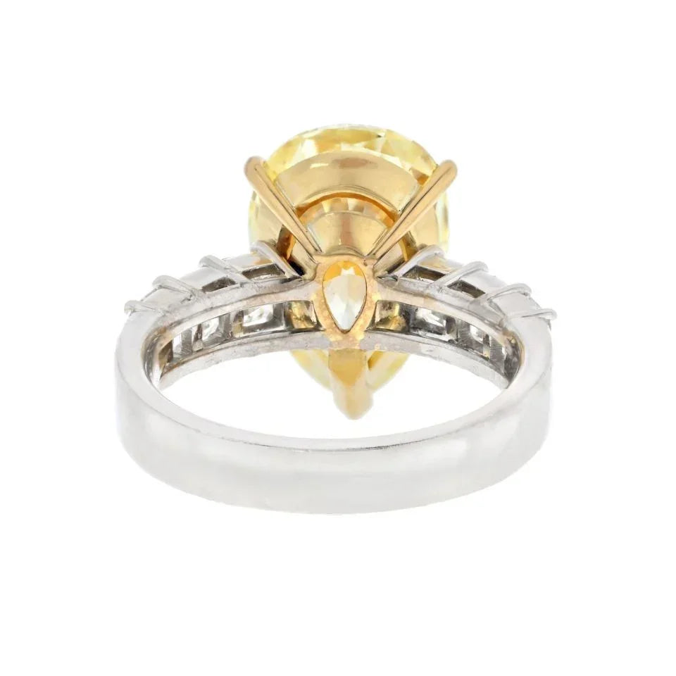 4 carat Pear Shape Diamond Fancy Yellow GIA Ring - The Back Vault