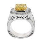 3 carat Cushion Cut Diamond Fancy Intense Yellow GIA 3.20ct Fancy Yellow Intense Cushion Cut Ring - The Back Vault