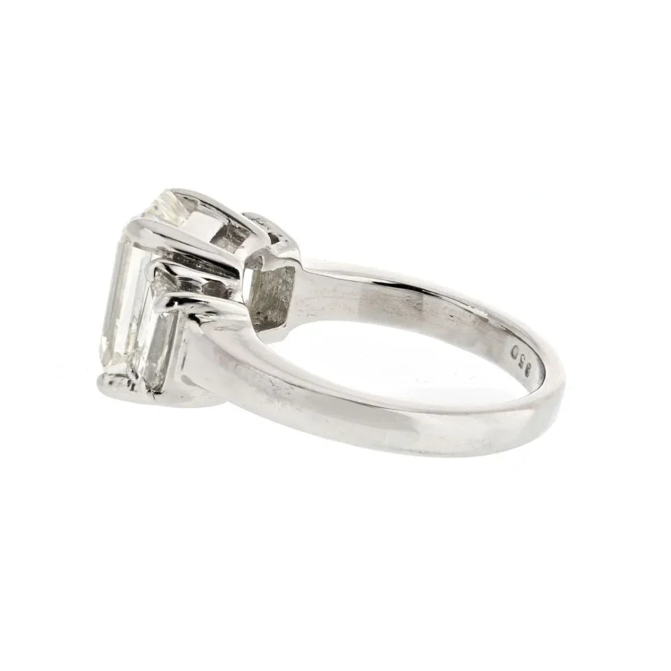 3 carat Emerald Cut Diamond J/VS1 GIA Three Stone Diamond Ring - The Back Vault