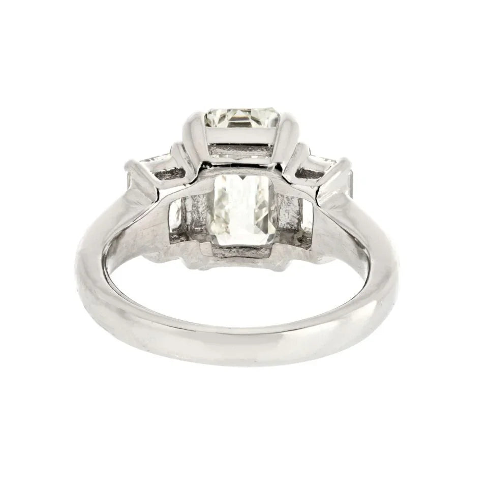 3 carat Emerald Cut Diamond J/VS1 GIA Three Stone Diamond Ring - The Back Vault