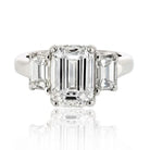 3 carat Emerald Cut Diamond J/VS1 GIA Three Stone Diamond Ring - The Back Vault