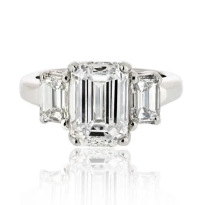 3 carat Emerald Cut Diamond J/VS1 GIA Three Stone Diamond Ring