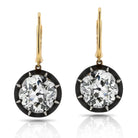 Antique Style 18K Yellow Gold And Silver Old European Cut Diamond Drop Dangling Earrings - The Back Vault