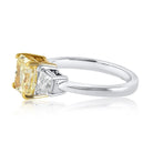 2.07 carat Radiant Cut Diamond Fancy Yellow Three Stone Engagement Ring - The Back Vault