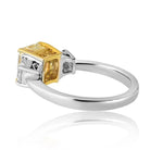 2.07 carat Radiant Cut Diamond Fancy Yellow Three Stone Engagement Ring - The Back Vault