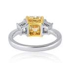 2.07 carat Radiant Cut Diamond Fancy Yellow Three Stone Engagement Ring - The Back Vault