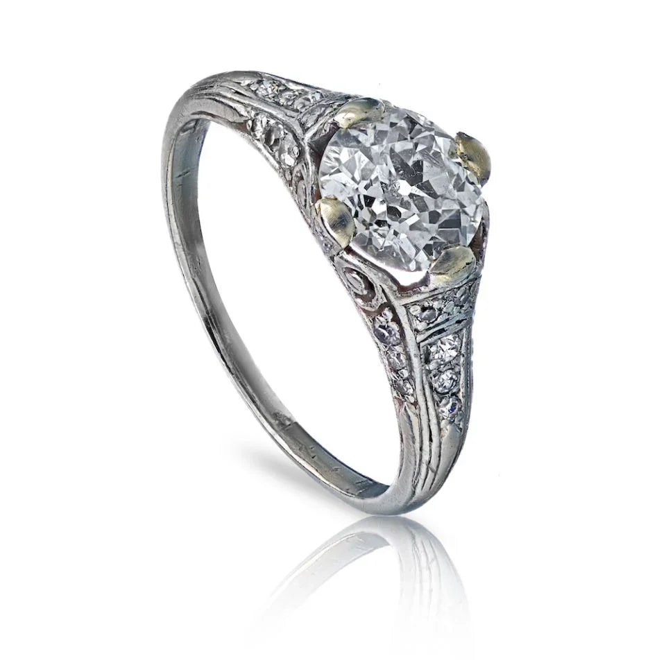 1.70 carat Old European Cut Diamond J/I1 GIA Ring - The Back Vault