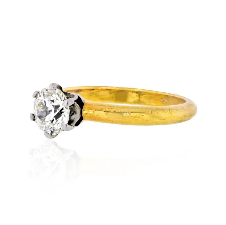 1.00 carat Old European Cut Diamond K/VS1 EGLUS Solitaire Engagement Ring - The Back Vault