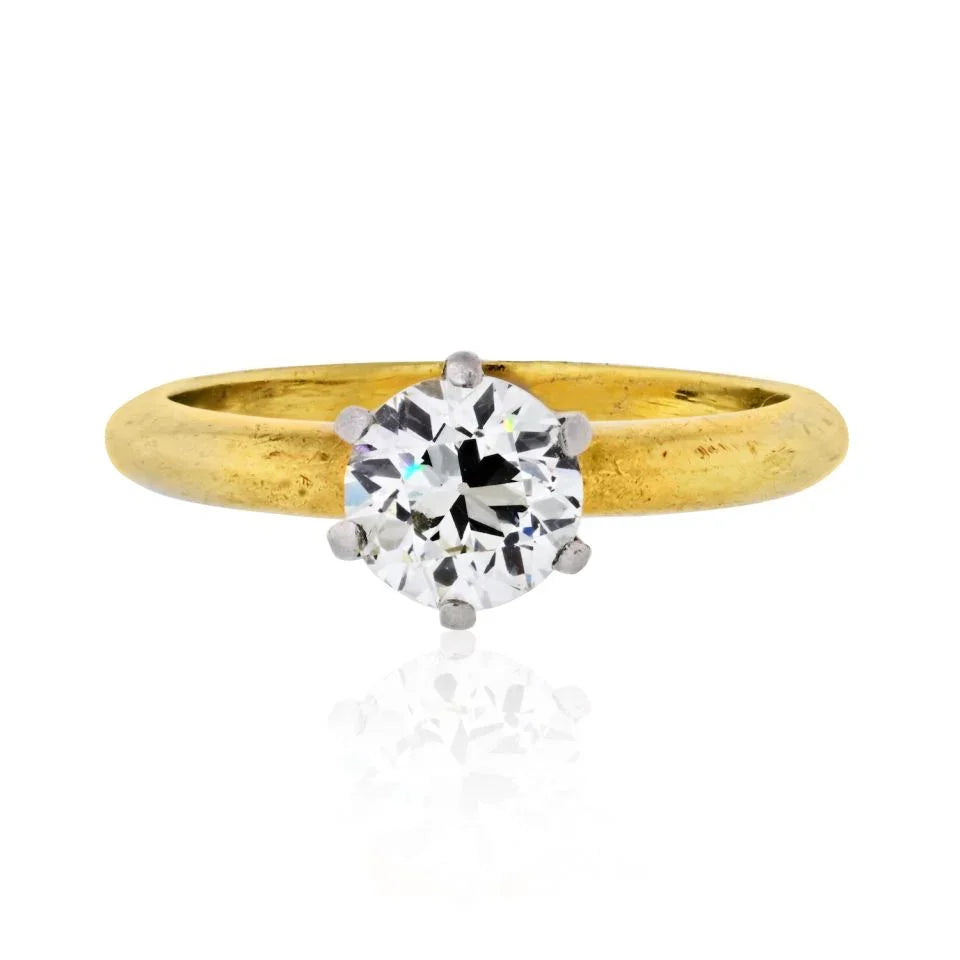 1.00 carat Old European Cut Diamond K/VS1 EGLUS Solitaire Engagement Ring - The Back Vault