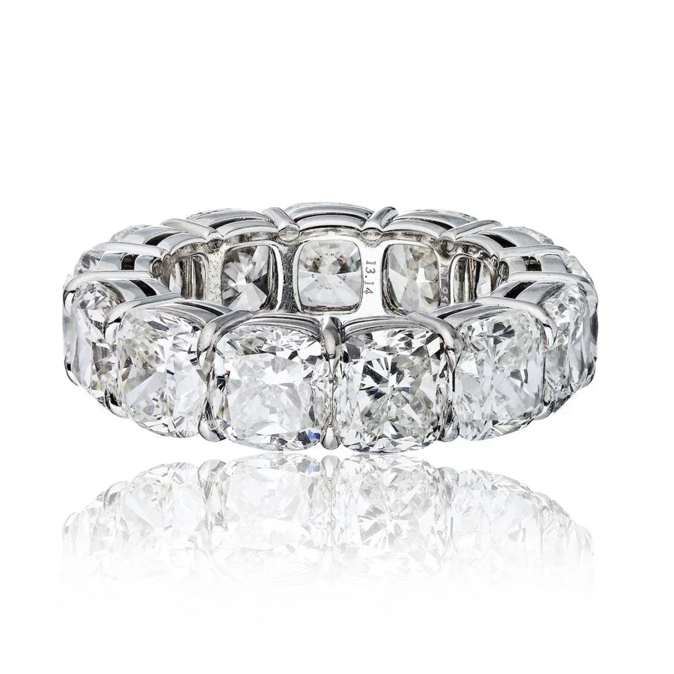 Platinum 13.14 carats GIA Cushion Diamonds Eternity Band - The Back Vault