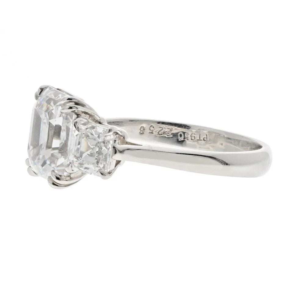 Ascher Cut 3 carat Emerald Cut Diamond D/VVS2 GIA Ring - The Back Vault