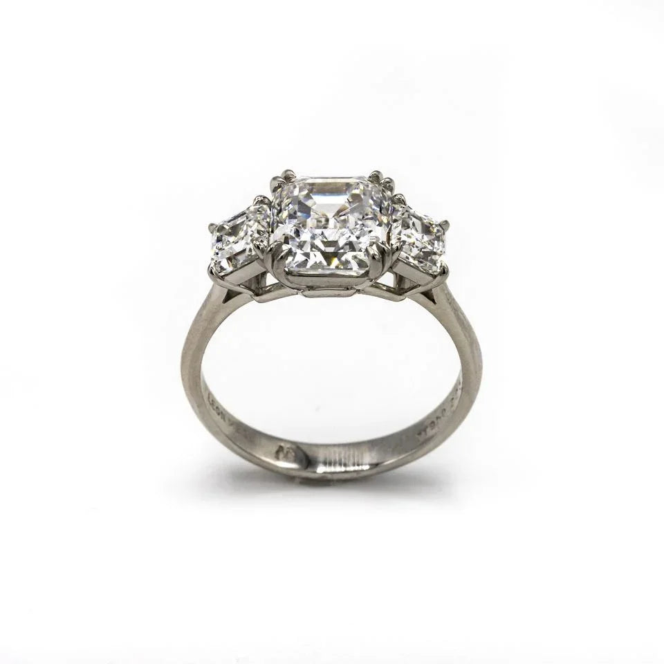 Ascher Cut 3 carat Emerald Cut Diamond D/VVS2 GIA Engagement Ring - The Back Vault