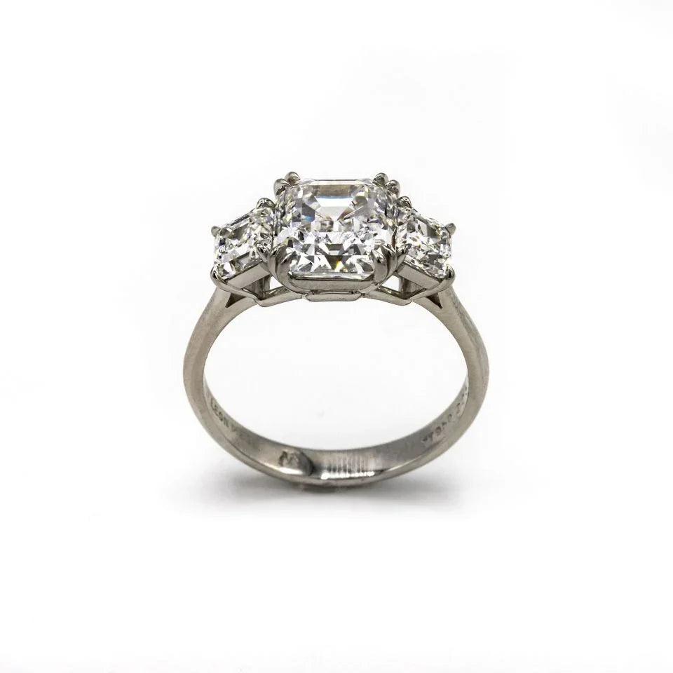 Ascher Cut 3 carat Emerald Cut Diamond D/VVS2 GIA Ring - The Back Vault