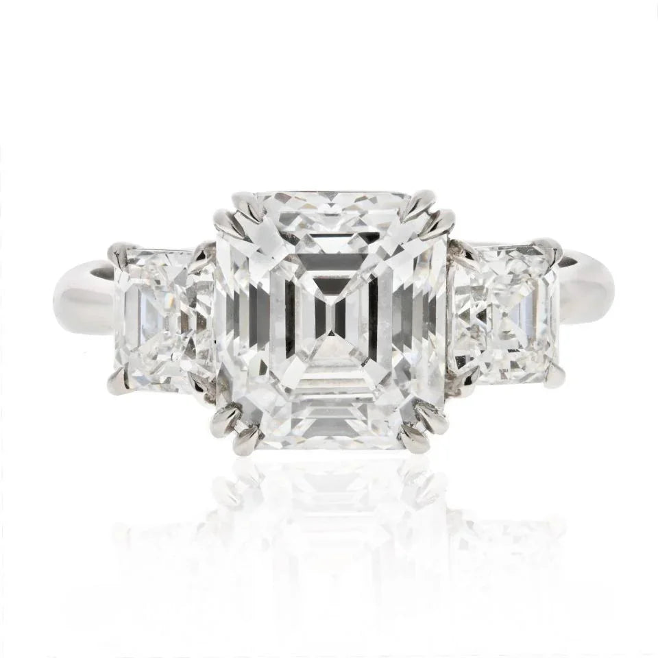 Ascher Cut 3 carat Emerald Cut Diamond D/VVS2 GIA Ring - The Back Vault