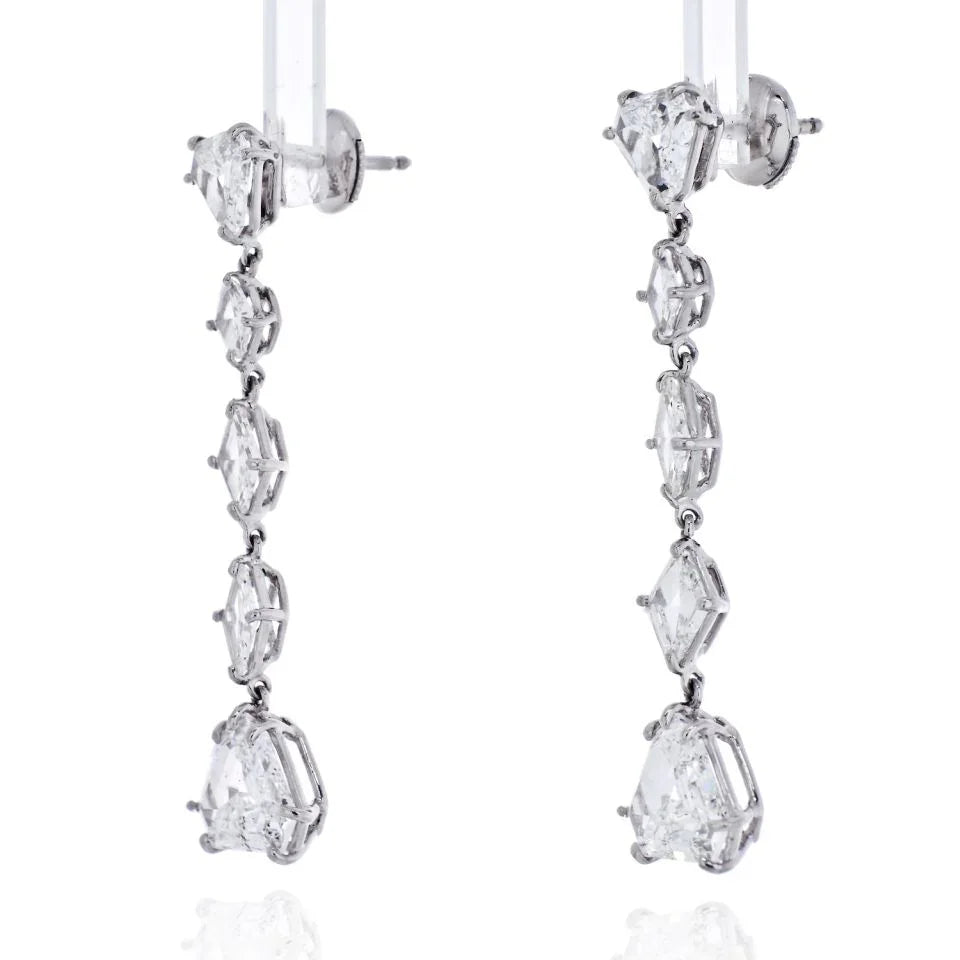 Platinum 6.74 Carats Dangling Diamond Drop Earrings - The Back Vault