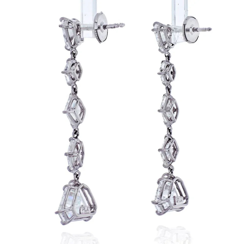 Platinum 6.74 Carats Dangling Diamond Drop Earrings - The Back Vault