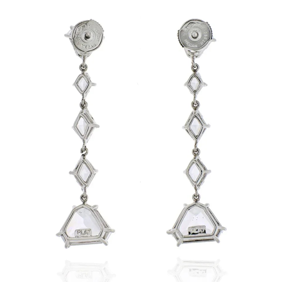 Platinum 6.74 Carats Dangling Diamond Drop Earrings - The Back Vault
